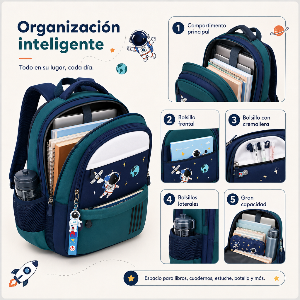 Pack Escolar Espacial de 3 Piezas