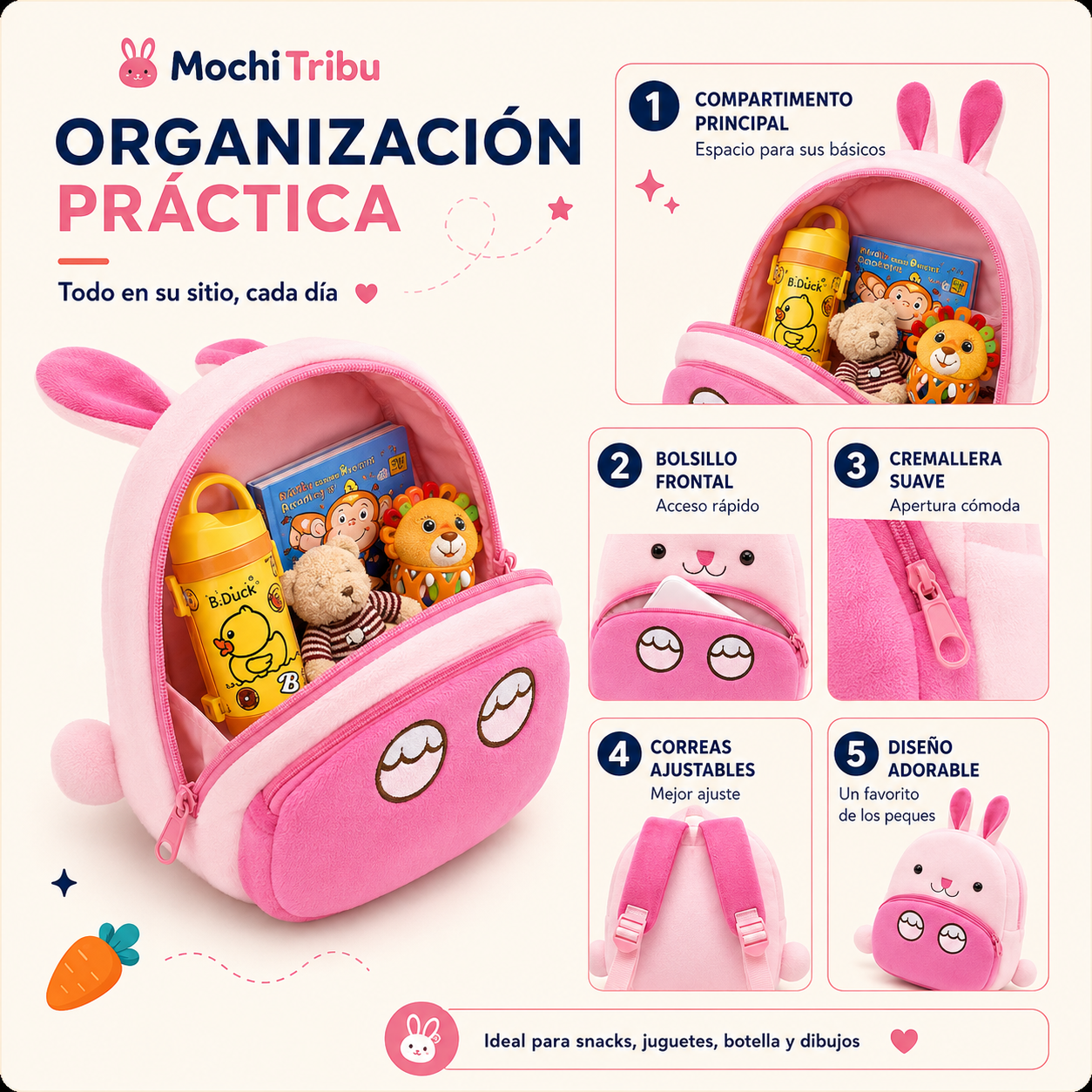 Mochila Infantil de Animales 3D